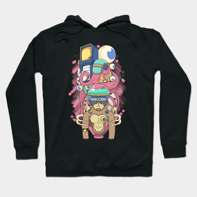 Monkey grafitti Hoodie by dudelinart